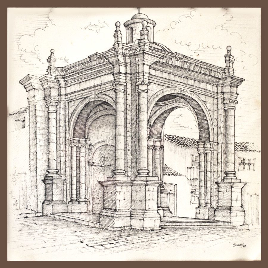 Iglesia de Pomasqui, dibujo a tinta